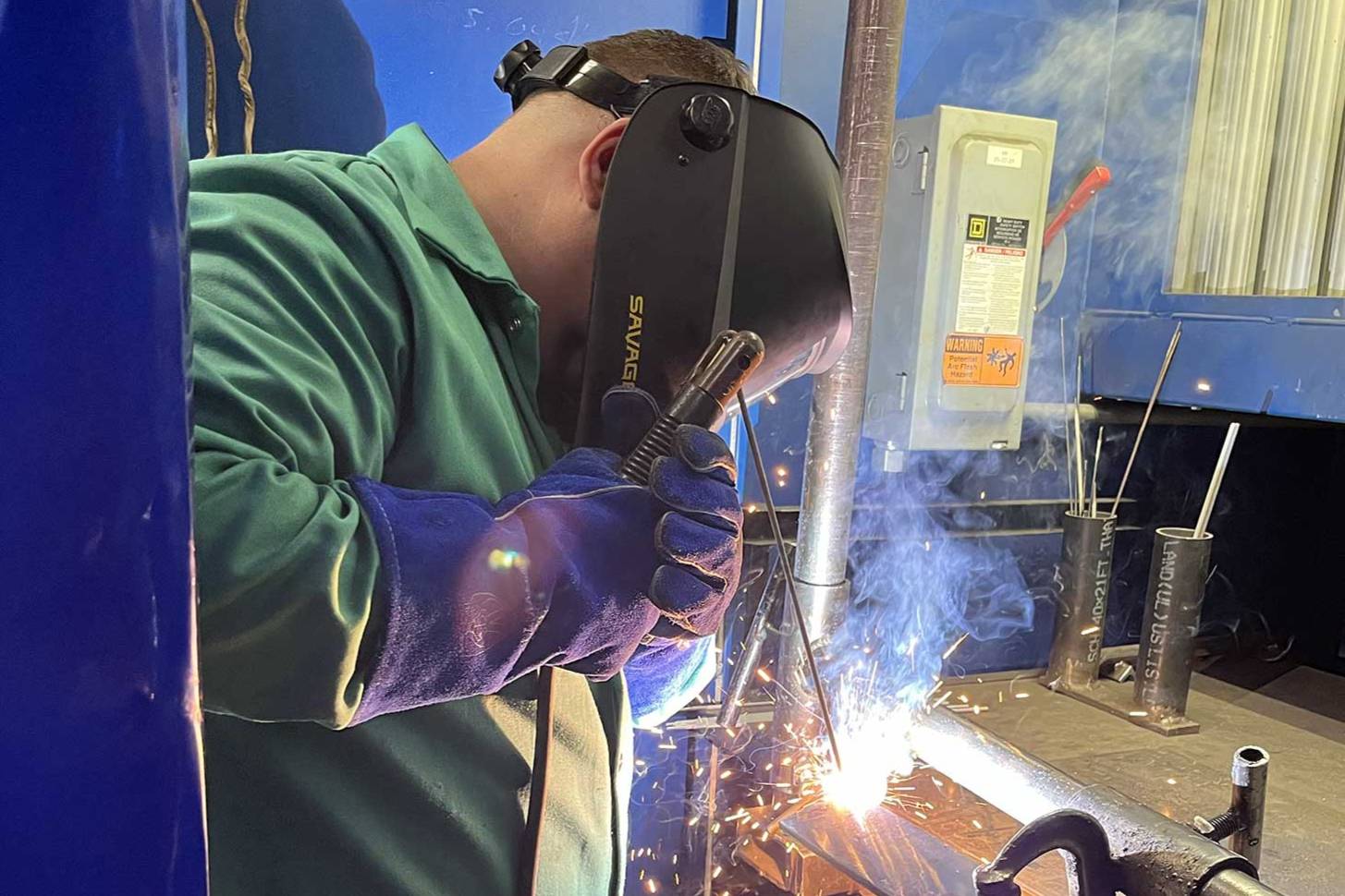 a person welding