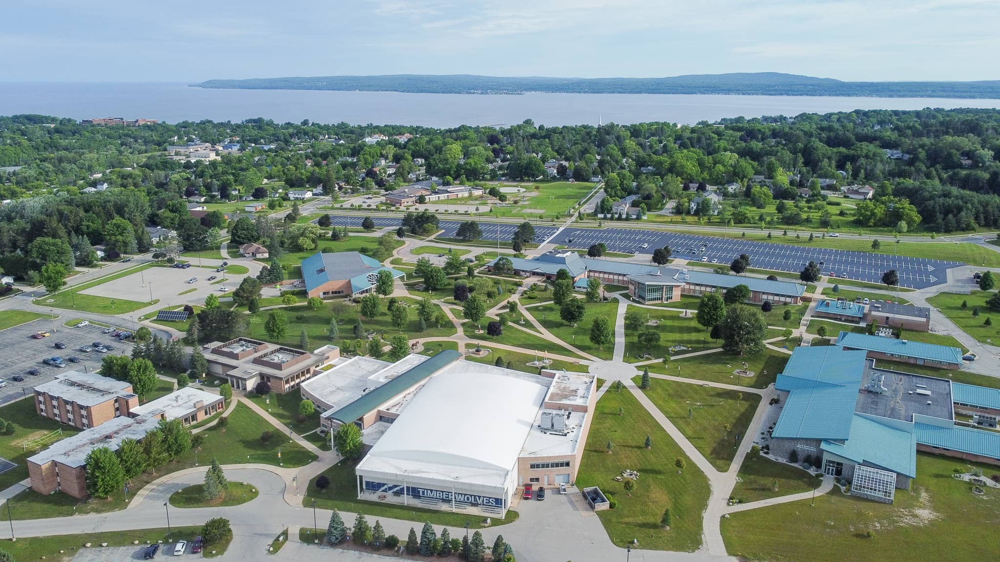 Aerial shot of NCMC campus during summer