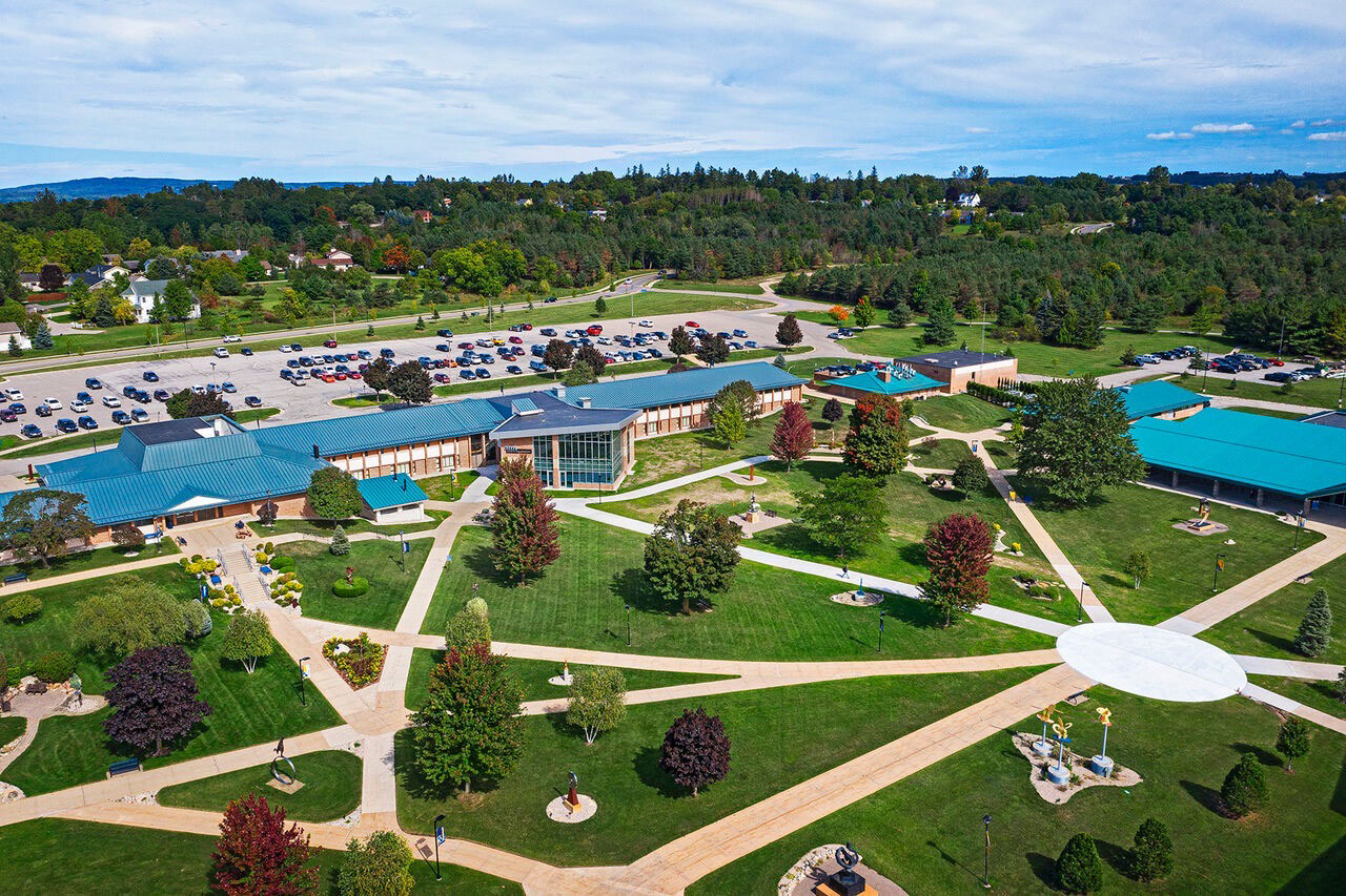 drone view of NCMC campus