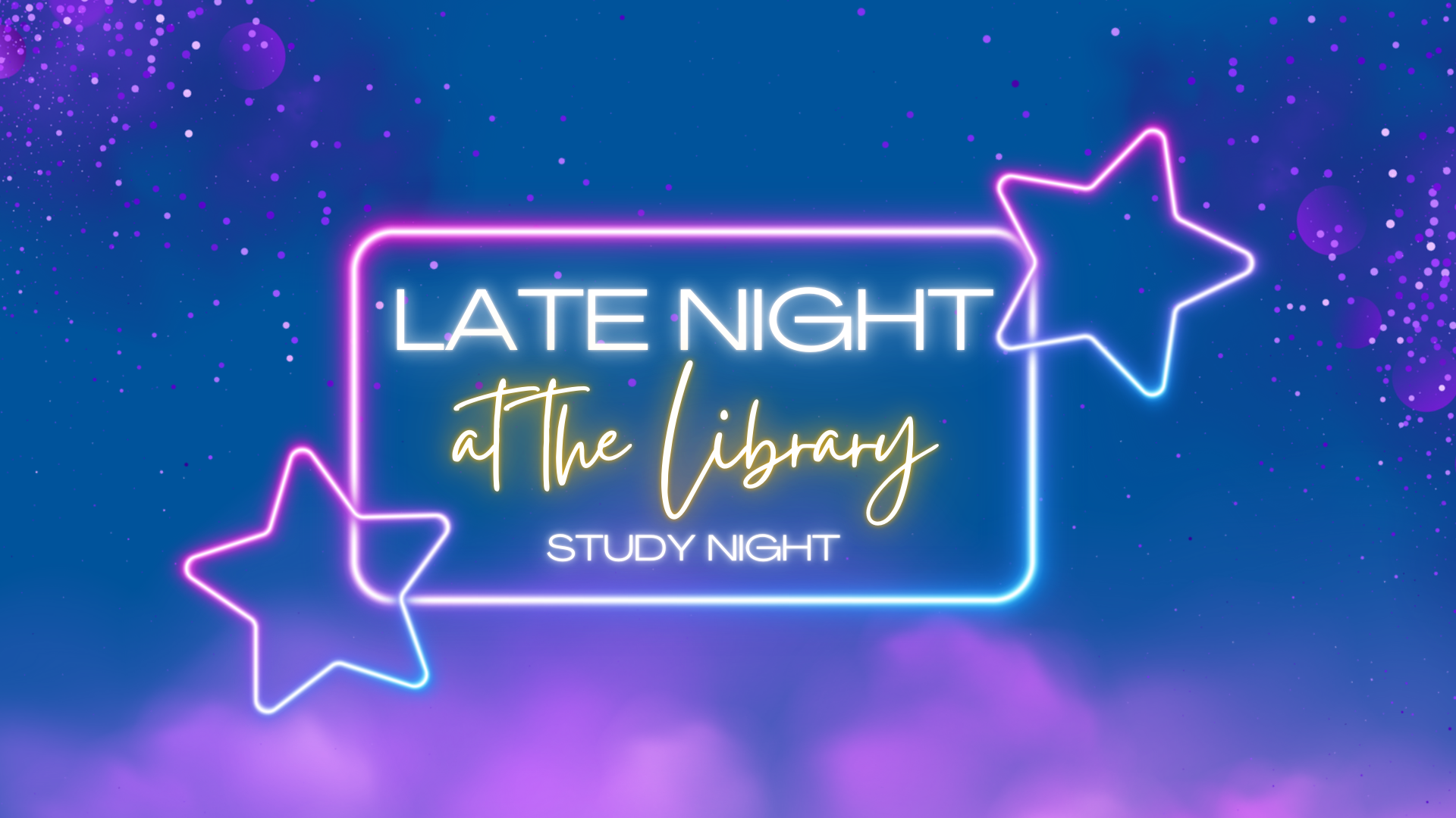 Library study night event graphic