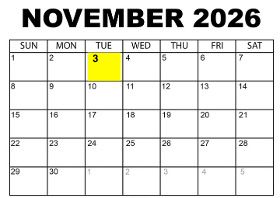 calendar with the month of November